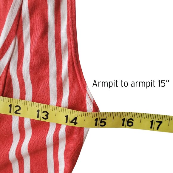 Max Studio Fit & Flare Candy Cane Red & White Stripe Deep V Neck Dress Size S - Picture 10 of 13